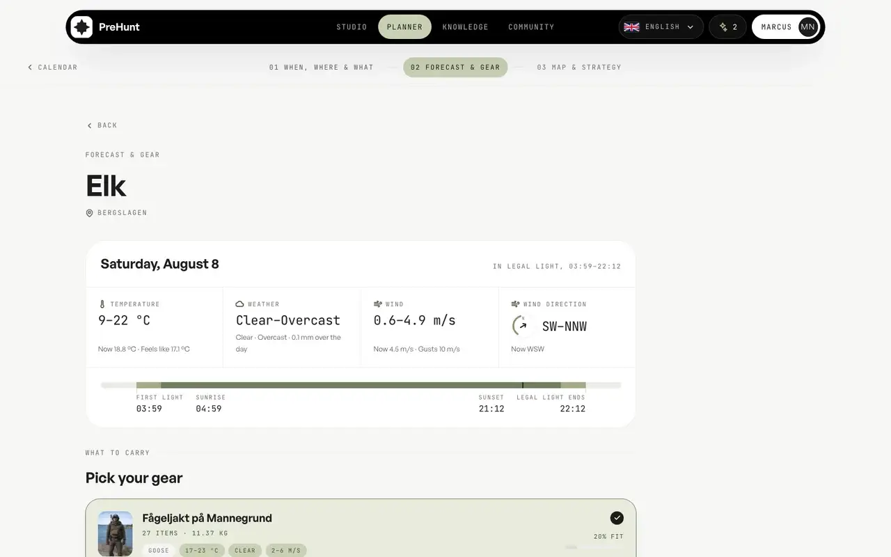 Step 2 — the forecast with a scored loadout